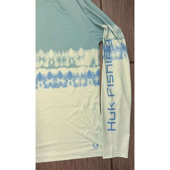 Huk Women’s Pursuit Long Sleeve Salt Dye T-shirt Blue/Green Size Medium UPF 30+ - Picture 3 of 5